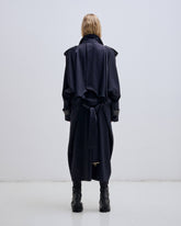 GABRIELLE - LEATHER DETAILS LONG TRENCH