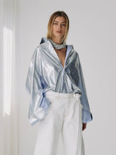 NATHALIE - HAND COATED SILVER ORVERSIZED SHIRT