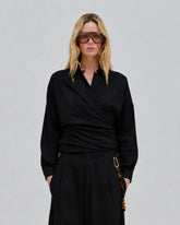 ROMY - LIGHT COTTON POPELINE DRAPE SHIRT