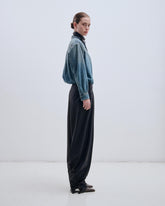 MEG - TENCEL DENIM DETACHABLE LEATHER FOULARD SHIRT