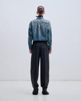 MEG - TENCEL DENIM DETACHABLE LEATHER FOULARD SHIRT