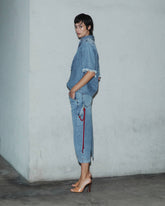 ELSA - CHAIN ADORNED TENCEL DENIM SKIRT