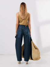 AUDREY - BARREL PINSTRIPED CARPENTER DENIM