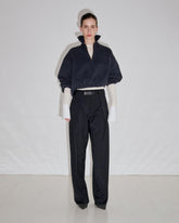 RONDA - LEATHER BELT WOOL PLEATED TROUSERS