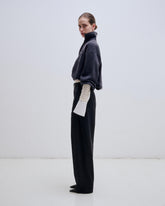 RONDA - LEATHER BELT WOOL PLEATED TROUSERS