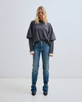 NEW MARION - CUFF ADORNED STRAIGHT LEG FITTED DENIM