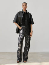 KAREN - PAILLETTE PANEL SHREDDED DENIM