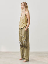 RIRI - RIPPED CARGO PANTS WITH SEQUINS DETAILS