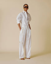PHEBE - FAUX PEARL ADORNED RELAXED PANTS