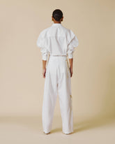PHEBE - FAUX PEARL ADORNED RELAXED PANTS