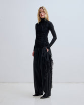 PHEBE - WOOL WIDE-LEG PANTS WITH DETACHABLE HAND WOVEN WOOL CHAIN