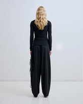 PHEBE - WOOL WIDE-LEG PANTS WITH DETACHABLE HAND WOVEN WOOL CHAIN