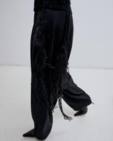 PHEBE - WOOL WIDE-LEG PANTS WITH DETACHABLE HAND WOVEN WOOL CHAIN
