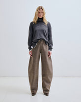KHRIS -  BARREL LEG WOOL MELANGE PANTS