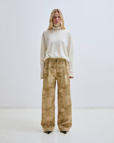 DANIELLE - CHAIN ADORNED CAMOUFLAGE WIDE-LEG TROUSERS