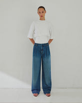 FRANCE - PLEAT WIDE-LEG LIGHT DENIM