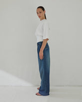 FRANCE - PLEAT WIDE-LEG LIGHT DENIM