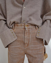 LISA - CHAIN ADORNED LOOSE FIT CARPENTER FLOCK DENIM