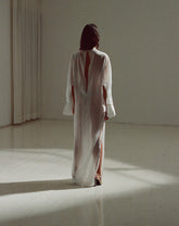 MARINE -  WITH CULOTTE KEYHOLE NECKLINE VOILE LONG DRESS