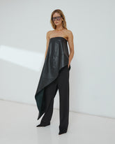 RITA - LEATHER PLONGE TOP