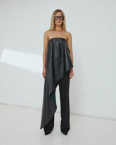 RITA - LEATHER PLONGE TOP