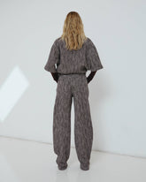 KHRIS - HERRINGBONE WOOL BARREL LEG PANTS