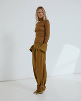 PHEBE - CUFF ADORNED WIDE-LEG FLUID WOOL PANTS