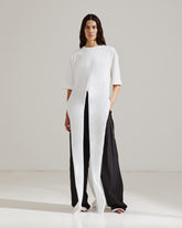PHEBE -  CHAIN ADORNED DOUBLE SIDED WIDE-LEG PANTS