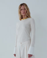 NORA - SHIRT CUFF LONG SLEEVE CREWNECK TOP