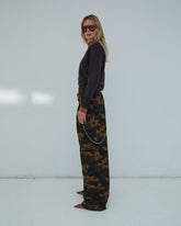 DANIELLE - CHAIN ADORNED CAMOUFLAGE TROUSERS