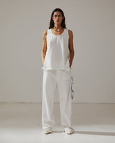 LISA - SCARF ADORNED LOOSE FIT CARPENTER TENCEL DENIM