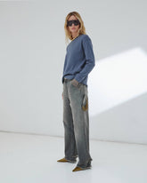 LISA - CHAIN ADORNED LOOSE FIT CARPENTER DENIM