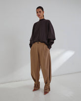 PHEBE - CUFF ADORNED WIDE-LEG WOOL PANTS