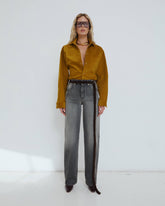 LU - FUR BELT ADORNED STRAIGHT LEG DENIM