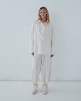 PHEBE - CUFF ADORNED WIDE-LEG WOOL PANTS