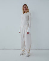 PHEBE - CUFF ADORNED WIDE-LEG WOOL PANTS