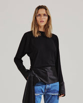 LUNA - JERSEY TOP WITH DROPPED SATIN DETAILS