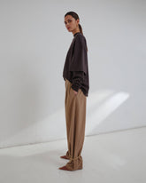 PHEBE - CUFF ADORNED WIDE-LEG WOOL PANTS
