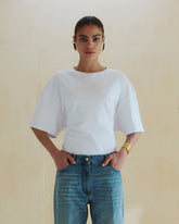 DOYLE CROPPED -  DRAPED SHORT SLEEVE TEE