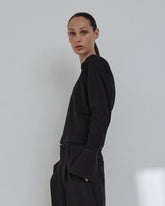 PARIS - SHIRT CUFF LONG SLEEVE CREWNECK TOP